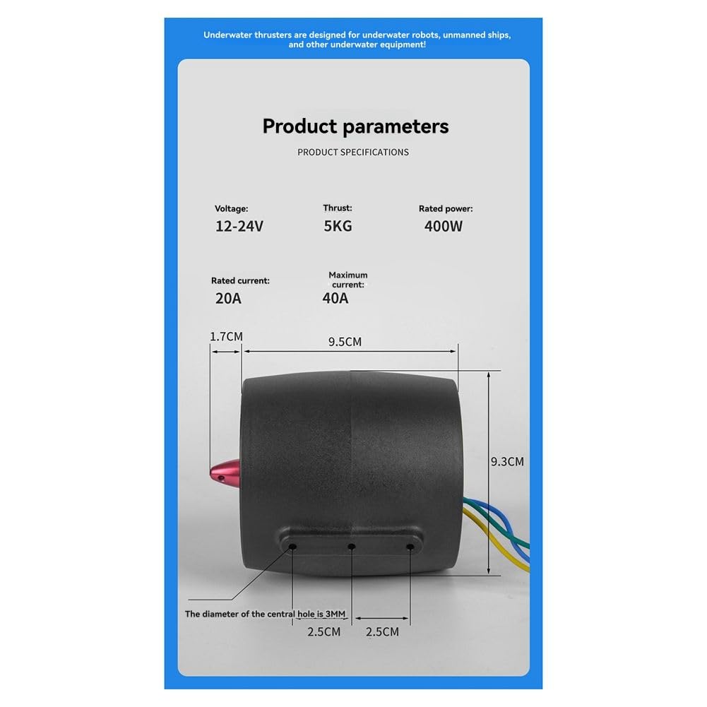 Propulsor Submarino con Motor Sin Escobillas de 400 W para Kayaks y de Paddle Surf. en Sentido Antihorario.