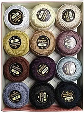 Wonderfil Eleganza #8 Perle Cotton Embroidery Thread Sampler Collection, "Neutrals"
