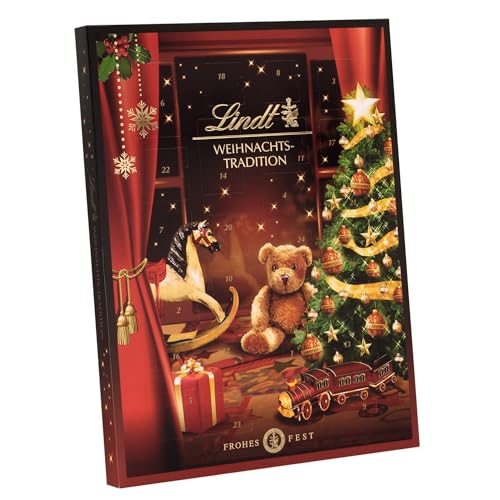 Lindt Schokolade | Weihnachts Tradition Adventskalender 2025 | 253g | 24 verschiedene Pralinen- und Schokoladen Überraschungen | festliche Schokolade für die Weihnachtszeit