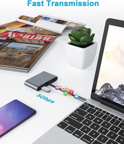 Image of USB HUB USB C Hub Multiport Adapter 5 in 1, USB C Dongle to 2 4K HDMI, VGA, USB C with 100W PD and USB A Docking Station for iOS and USB C Laptop Tablet PC (USB Type C to 5 in 1 Dual HDMI HUB)