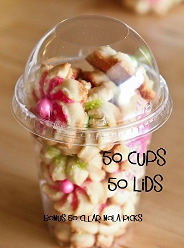 50 Sets 16 oz Plastic CLEAR Cups with Dome Lids NO HOLE IN LID by Super Sips