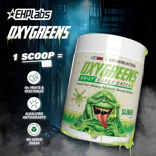 EHP Labs x Ghostbusters OxyGreens Super Greens Powder - Spirulina & Chlorella Superfood, Green Juice Powder with Prebiotic Fibre, Antioxidants & Immunity Support, 30 Serves (Slimer Lime) - Image 3