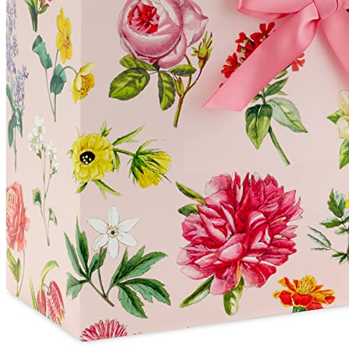 Hallmark 10" Large Horizontal Gift Bag With Tissue Paper (Vintage Floral With Pink Bow) For Easter, Mother's Day, Bridal Showers, Graduations, New Moms #TOP5
