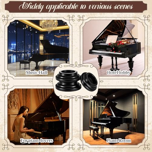 Image of 3 Pcs Piano Caster Cups Hardwood Floors, Grand Piano Floor Protectors, Heavy Duty Non-Slip Felt Bottom Leg Pads for Furniture (Double Layer,Pure Rubber)