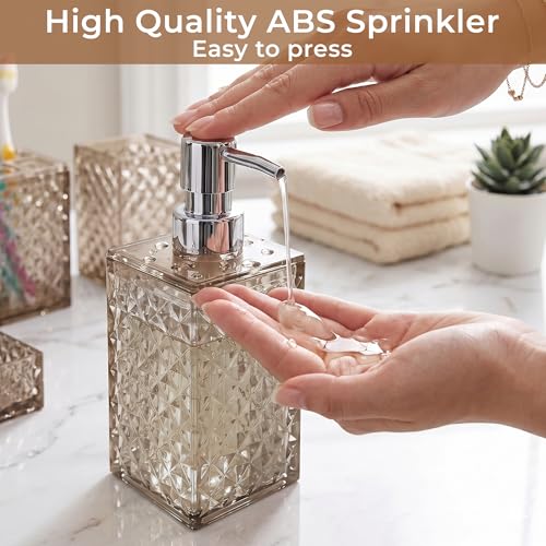 Image of Story@Home 4 Pieces Bathroom Accessories Set - Beige | Toothbrush Holder, Soap Dispenser, Mouth Wash Cup & Soap Dish for Home Kitchen & Bathroom | Bathroom Essentials for Office