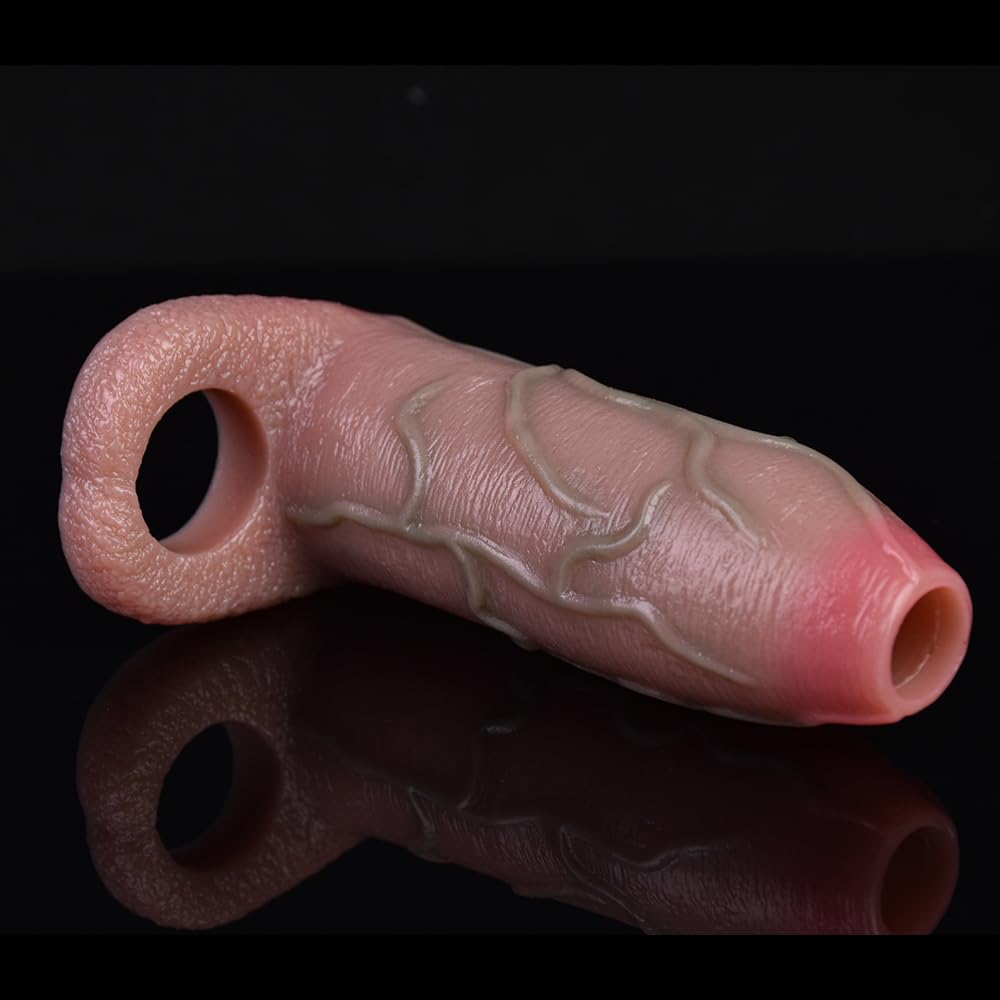Funda para consolador masculino de 13 cm, funda de silicona para pene con anillo de pene realista, funda para agrandar el pene para hombres, funda suave para agrandar el pene, juguete sexual para