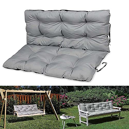 BWCKMTSC Cojín Impermeable para Banco de Columpio de jardín con Respaldo, 2 Asientos de 3 plazas y Funda de cojín Trasero para Hamaca o Paleta de Silla de Madera