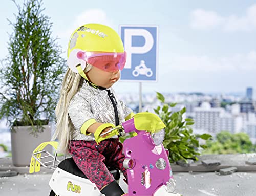 Zapf Creation 830239 BABY born City Scooterhelm 43 cm, gelber Rollerhelm für Puppen mit verstellbarem Visier – Bild 5