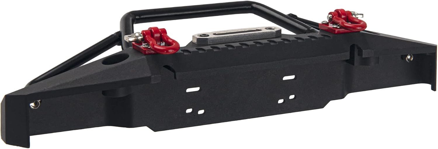Aluminum Front Bumper with LED Headlights Winch Mount Seat Tow Hook Compatible with Axial SCX10 SCX10II 90046 Traxxas TRX-4 TRX4 1/10 RC Crawler Car