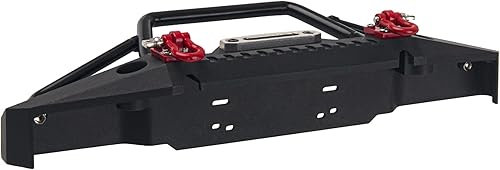 Miniatura 5 de Parachoques delantero de aluminio con faros LED, soporte de cabrestante, gancho de remolque compatible con Axial SCX10 SCX10II 90046 Traxxas TRX-4