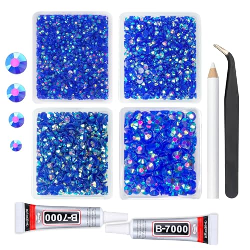 qiipii Dark Blue AB Resin Rhinestones w B7000 Glue for Bedazzling Crafting
