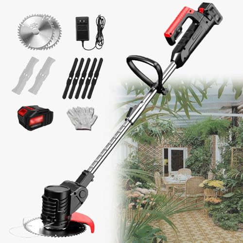 YLANMEI Cortacésped eléctrico de Mano con Tres Cuchillas Desmontables, cortacésped Multifuncional para Uso doméstico y Exterior, 1880W 24V/2.0Ah