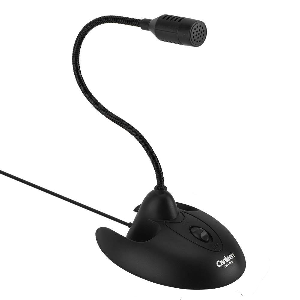 Microfono Desktop,ASHATA Microfono da Tavolo Flessibile a Collo D'Oca da 3,5 mm, Supporto Antiscivolamento Microfono a Condensatore per PC Stand Micro per Riunioni Aziendali, Chat Online, ECC.(Nero)