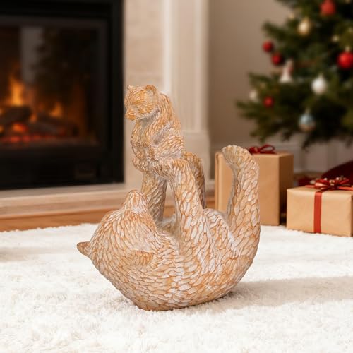 Figuras de osos madre e hijo en resina para decoración