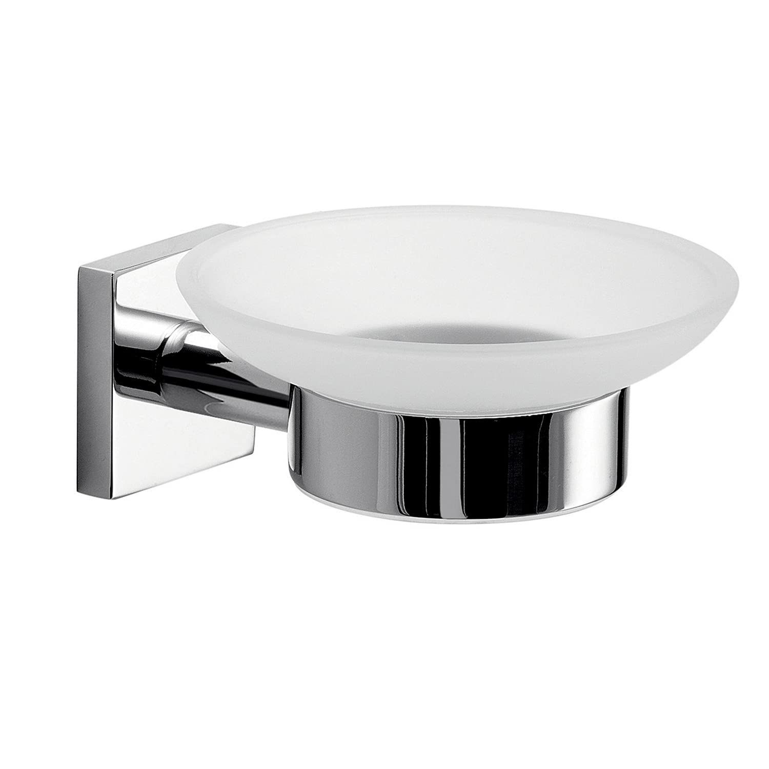 Gedy Manila Soap Holder, Chrome Color, Components Made of 304 Stainless Steel, Cromall and Satin Glass, 15 Year Warranty