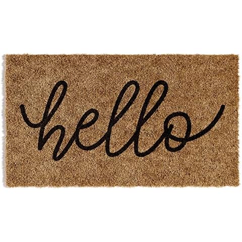Barnyard Designs ‘Hello’ Doormat, Indoor/Outdoor Non-Slip Rug, Front Door Welcome Mat for Outside Porch Entrance, Home Entryway Farmhouse Decor, 76 x 43cm Cover