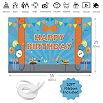 Cartoon Orange Blue Theme Happy Birthday Photography Backdrop, 5x3ft Background Photo Booth Banner Props for Kids Girls Boys Birthday Baby Shower Holiday Party Decorations Supplies - Image 2