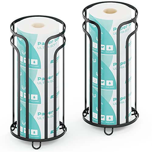 Toilet Paper Storage, Veckle Toilet Paper Holder Stand, 2 Pack Toilet Paper Stand Organizer Reserve 3 Rolls of Toilet Tissue for Bathroom, Black