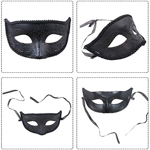 YMHPRIDE Maskerade Masker voor Koppels Strass Venetiaans Masker Mardi Gras Masker Kant Maskerade Masker voor Vrouwen Mannen Party Prom Ball Halloween Kostuum Masker Zwart - Image 6