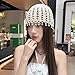Boho Crochet Beanie Hat with Beads Tassel Fashion Hollow-Out Skull Cap Comfy Lightweight Knit Turban Hat Breathable Casual Headwear (Black)