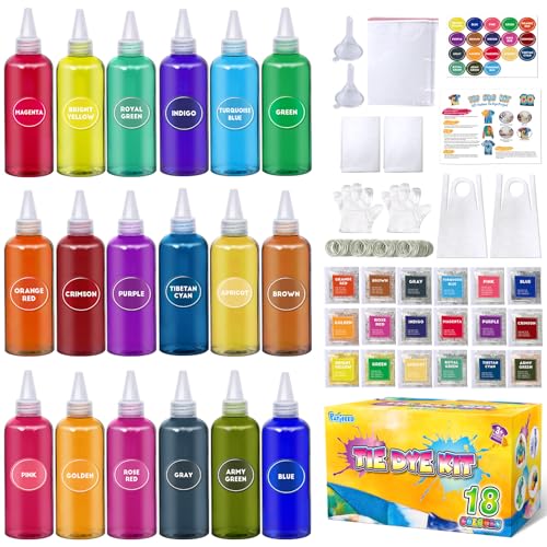 PATIFEED Batikfarben Set für Kinder und Erwachsene 18 Farben 80ML Flaschen Batik Set Batik Farben Geschenke für Mädchen und Jungen Große Gruppen Aktivitäten Handgemachte Partys