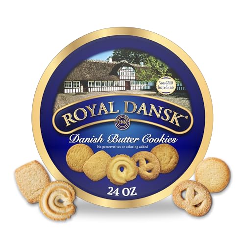 Royal Dansk Danish Butter Cookies, Premium Assorted Cookies in a Gift Tin, Great for Sharing and Gifting, 24 oz