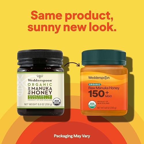 Image of Wedderspoon Organic Raw Manuka Honey 150+ MGO, 8.8 Oz, Unpasteurized New Zealand Honey, Non-GMO, BPA-Free Jar, Superfood & Natural Wellness Support