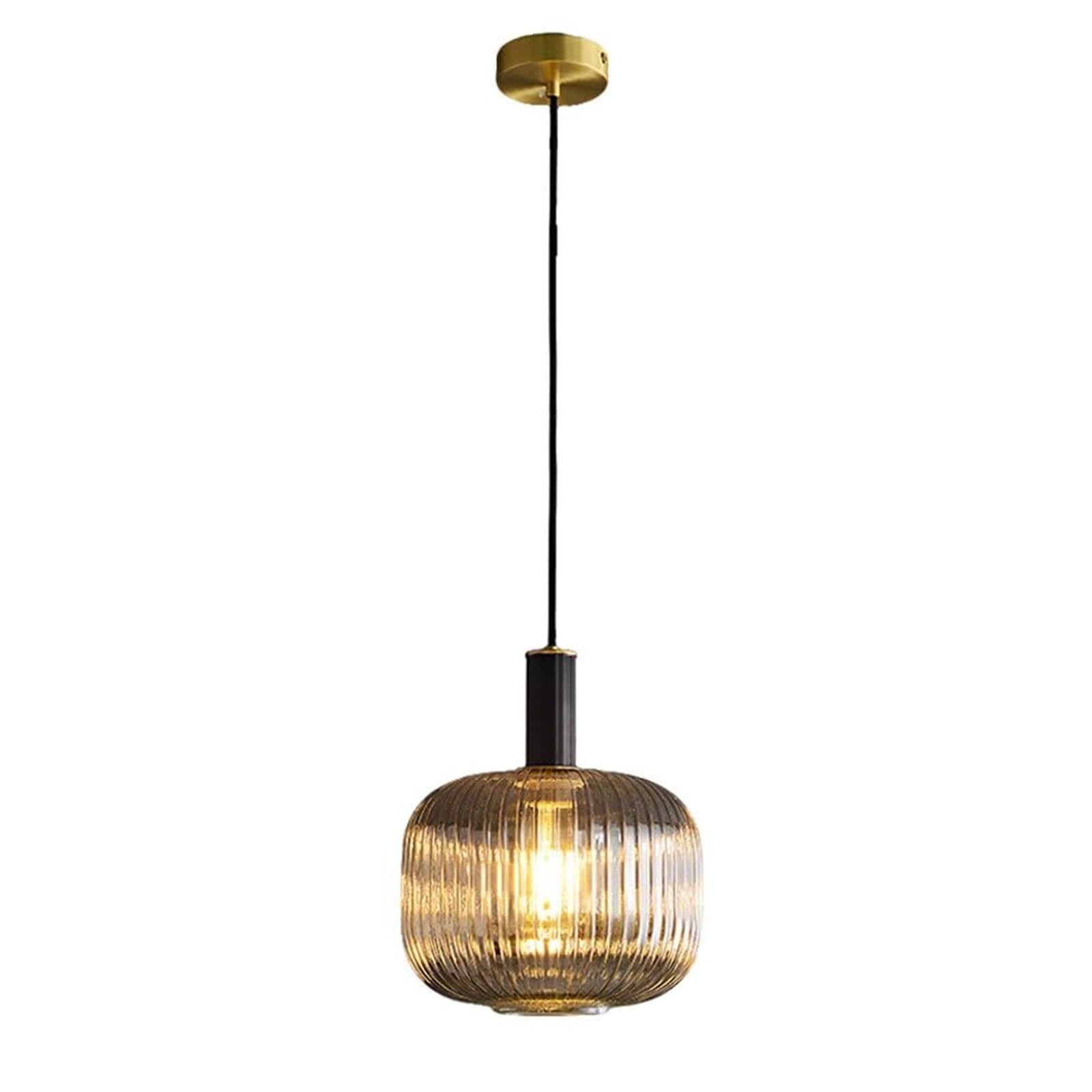 KHUKHU Nordic Style Glass Pendant Lamp, Creative Lantern-Shaped Hanging Light Lampshade, Flush Mount Ceiling Lamp, E26 Light Source Single-Head Pendant Light, Balcony Restaurant Decorative(25cm)