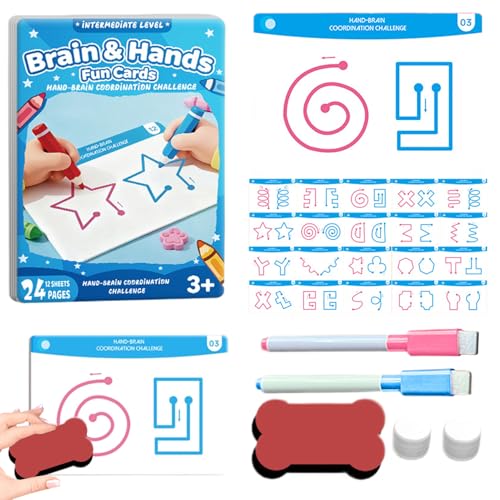 Giwuence Kartenspiel zur Förderung der Gehirnentwicklung | Pädagogisches Spielzeug für kognitive Entwicklung - 20 Karten für die linke und rechte Gehirnhälfte | Für die Entwicklung der Feinmotorik und