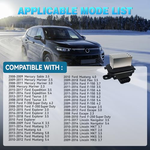 HVAC Control Module Blower Motor Resistor BL3Z-19E624-A Fit for Ford F-150/F-250 Super Duty/F-350 Super Duty/Mustang/Explorer/Escape/Expedition/Taurus, for Lincoln MKT/MKS, for Mercury Mariner/Sable - Thumbnail 3