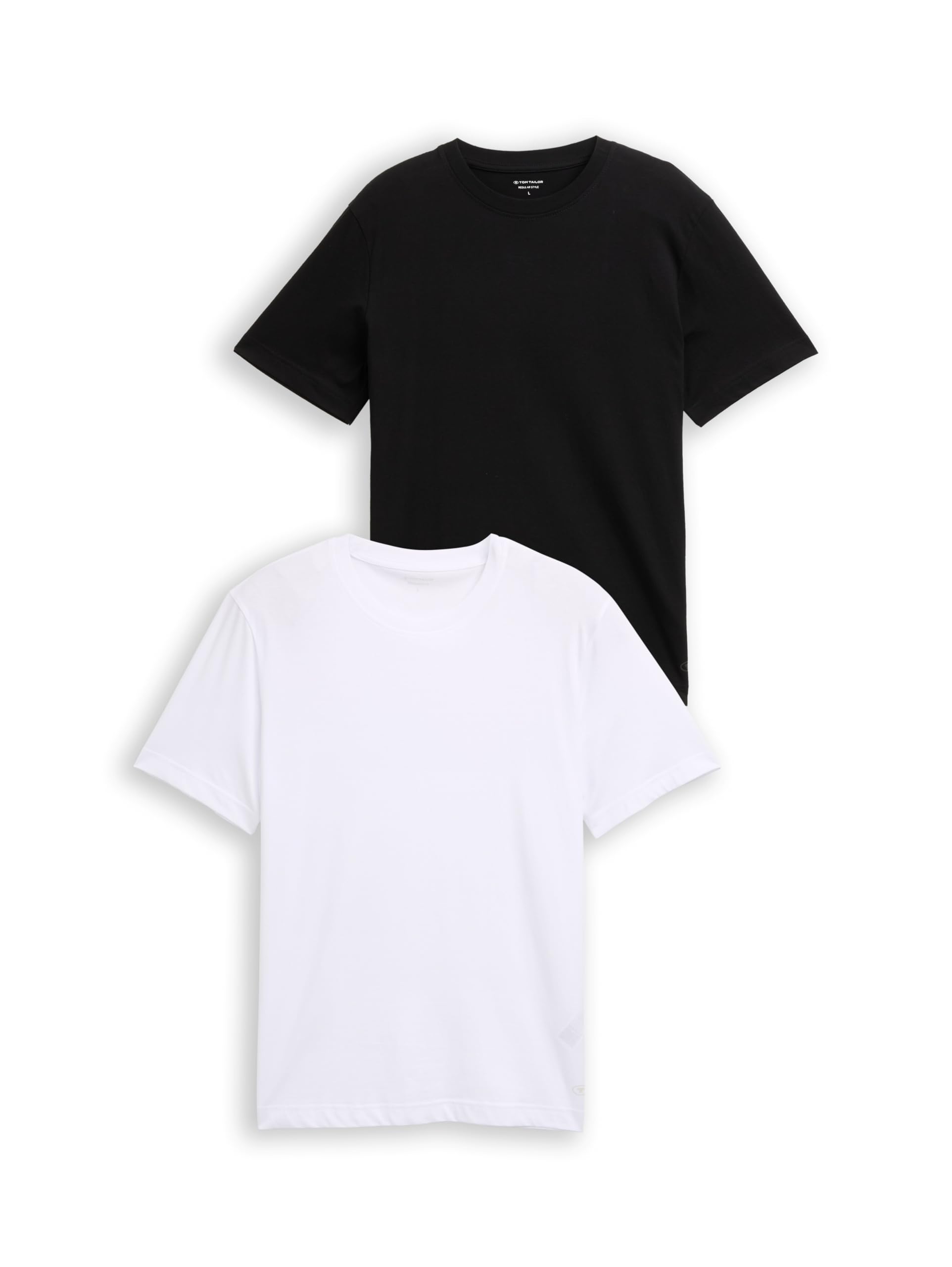 TOM TAILOR T-Shirt | Herren, Gr. S, weiß2, 2er-Pack, Regular Fit, Rundhals, Kurzarm, Single Jersey