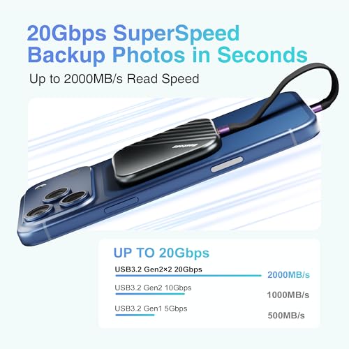 Image of Bestoss 512GB Portable Magnetic SSD, 4K 120fps ProRes HDR Record & Store | External Storage SSD up To 2000MB /s, External SSD Compatible with MagSafe for iPhone 17 /16 /15 Series, Tablets, PC, Black