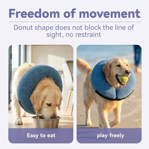 Image of Loflaze Inflatable Dog Cone Collar - Dog Neck Donut Cone Collar Alternative After Surgery - Soft Cone for Large Medium Small Dogs Cats - Alternative Recovery E Collar (Blue, L+)