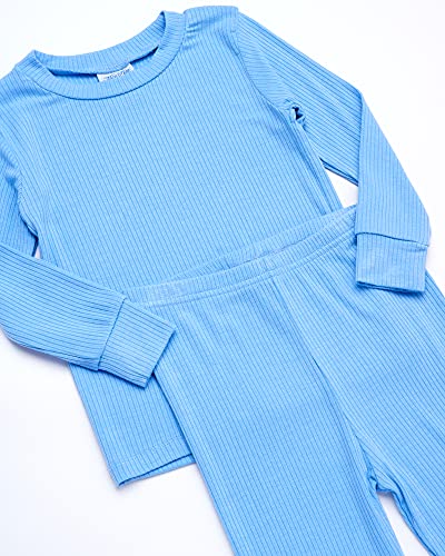 Boys Pajama Set - 8 Piece Crewneck Rib Knit Long Sleeve Sleep Shirt and Pajama Pants PJs for Boys (12M-7)4