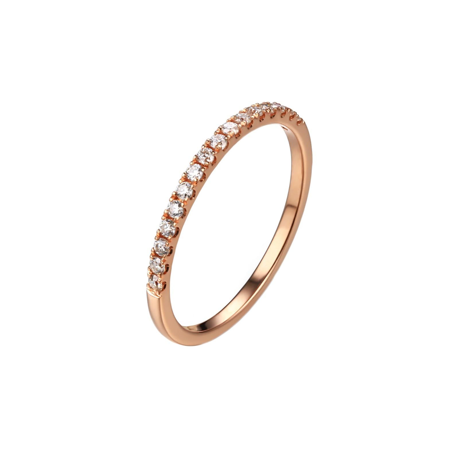Anillo de boda para mujer, diseño de rosa, 18 K, apilable, con corte redondo, tamaño 66 (21.0)