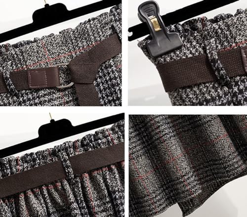 Chouyatou Women'S Vintage Plaid Wool Blend Midi Skirt Houndstooth A Line Wool Long Skirt With Belt thumb #3