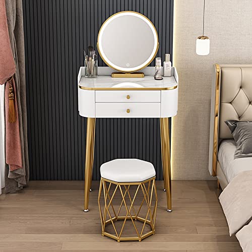 Tavolo illuminato con specchio statistica per il trucco per piccole camere da letto Slish Toeletta per gli amanti del trucco Design salvaspazio
