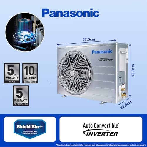 Image of Panasonic 1.5 Ton 5 Star Wi-Fi Inverter Smart Split AC (Copper Condenser, 7 in 1 Convertible with True AI Mode, 4 Way Swing, PM 0.1 Air Purification Filter, CS /CU-VU18AKYF, White)