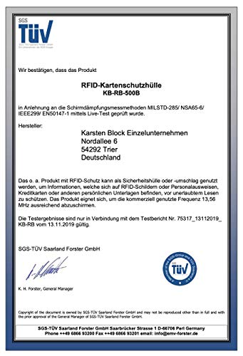 BLOCKARD TÜV geprüfte NFC Schutzhülle (3 Stück) aus Kunststoff für Kreditkarte Personalausweis EC-Karte Bankkarte 100% NFC-Schutz Kreditkarten Schutz-Hülle RFID-Blocker abgeschirmt