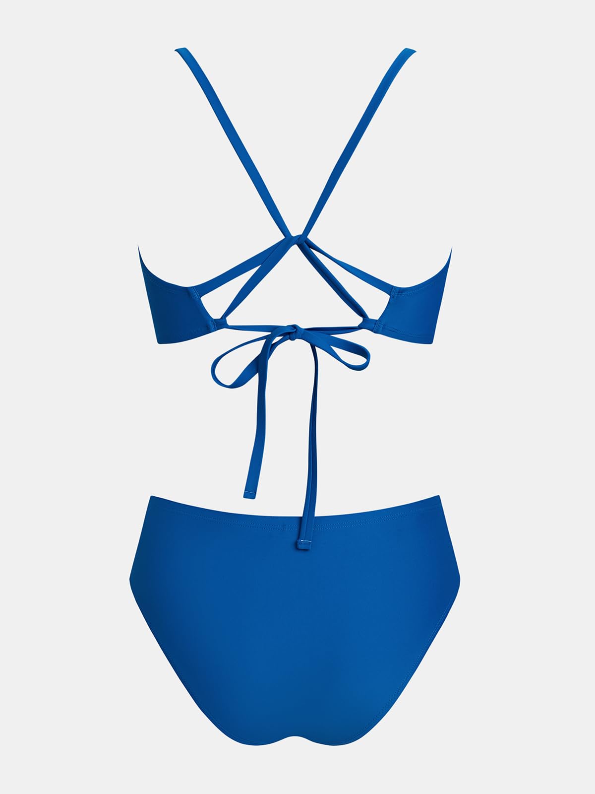CUPSHE Conjunto de bikini de corte alto con lazo desmontable correas cruzadas espalda traje de baño de dos piezas