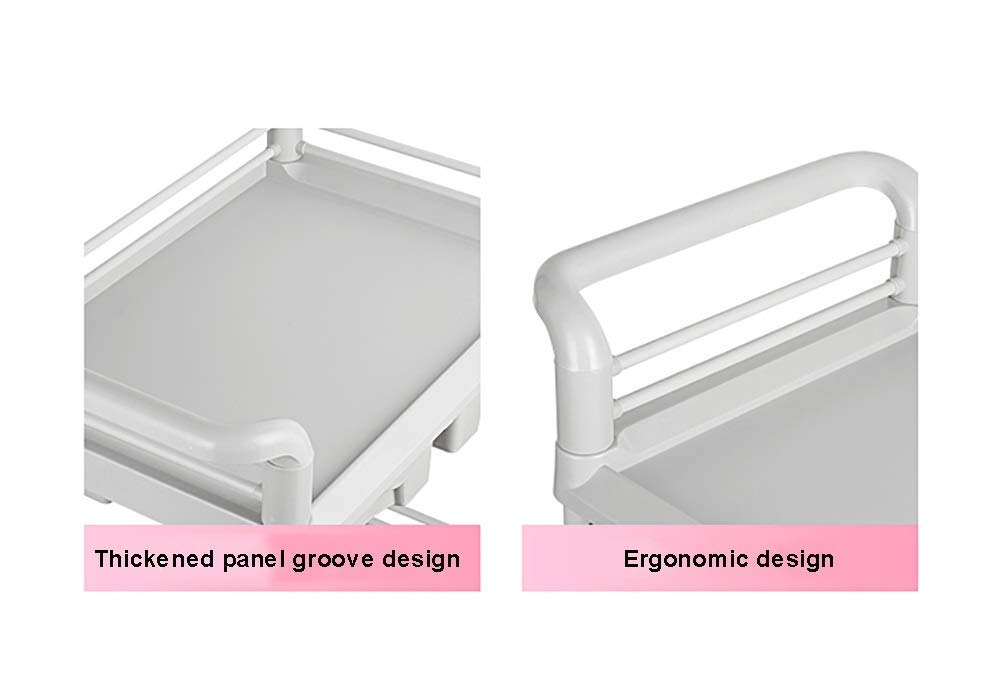 Carrello da cucina a 3 livelli con doppio cassetto – Carrello portaoggetti mobile per casa e salone – Materiale ABS facile da pulire