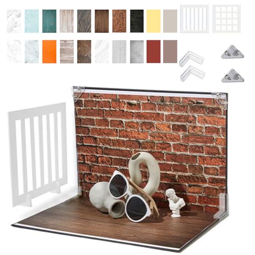 Lot de 12 Toiles de Fond en Papier avec réflecteur et Support - Double Face - 40,6 x 29,8 cm - sans Couture - Plates - pour Bijoux, cosmétiques