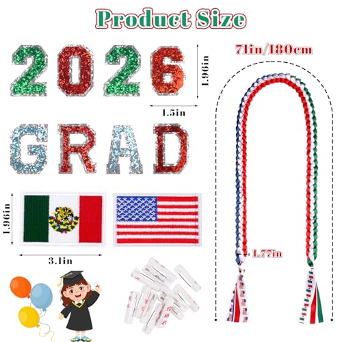 Image of JZWPOOM Mexican Graduation Leis 2026,Class of 2026 Graduation Ribbon with Pin,DIY-Double Handmade Congrats Her Graduations Lei Gifts for High School College