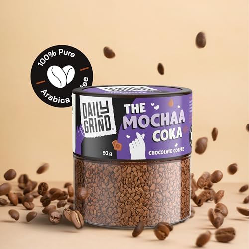 Image of DAILYGRIND Hazelnut & Chocolate Mochaa Instant Coffee 50g Each (Pack of 2) | Freeze-Dried Pure Arabica Coffee Granules |For Mochas, Espresso, Cappuccino, Latte, Frappes | Hot & Cold Coffee - 50 Cups