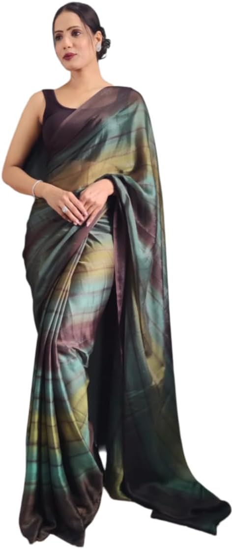 DIVUS Ready to wear Pre draped Prestitched one min readymade Designer Parywear saree with Unstitch Blouse