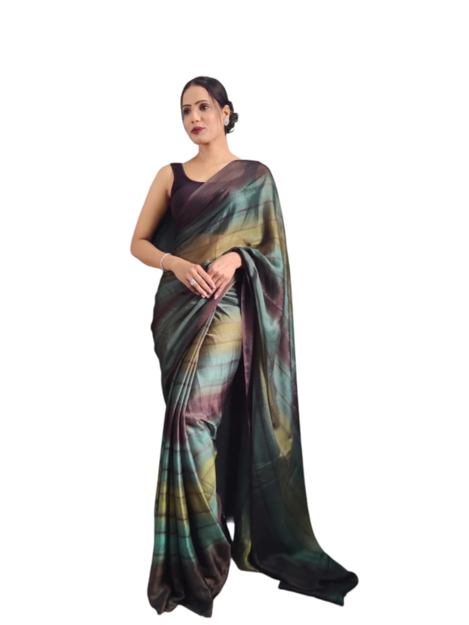 DIVUS Ready to wear Pre draped Prestitched one min readymade Designer Parywear saree with Unstitch Blouse