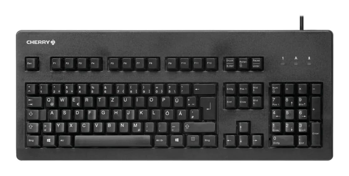 CHERRY G80-3000, Tastiera Meccanica a Filo, Layout per la Germania, (QWERTZ), Connessione USB, Robusto, Tasti Programmabili,Interruttori MX BLACK, Nero
