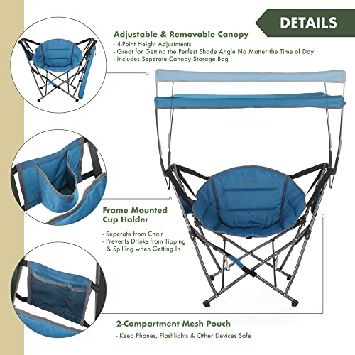 Arrowhead Outdoor Portable Folding Swinging Hammock Camping Chair, Removable Canopy, Perfect For Stargazing, Cup Holder, Storage Pouch, Carrying Bag Included, Supports Up To 300Lbs, Usa-Based Support #TOP1