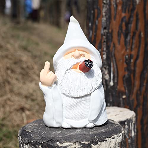 Showfeicat Finger Smoking Elf Gnome, 6.5 Inches Gnome Garden Decorations Resin Statue Outdoor Statue Lawn Yard Balcony Porch Home Decorations Garden Decor #TOP2