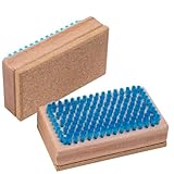 Shupakul 2 Pcs Nylon Cork Snowboard Brush, Double Sided Ski Snowboard Tuning Brush, Rectangular Ski Waxing Brush for Hand Operation Snowboard Polishing